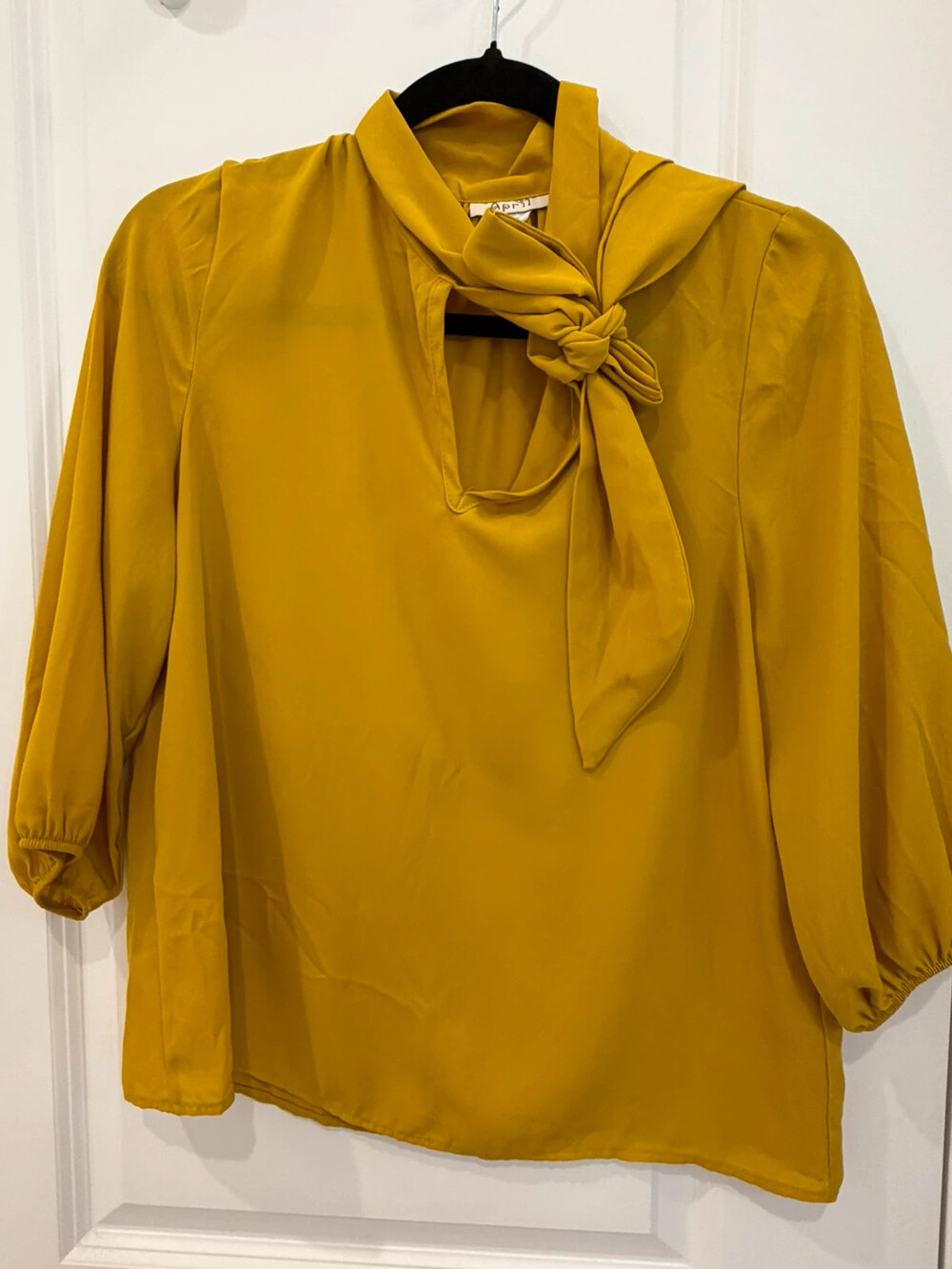 April yellow gold silky material flowy size small dressy